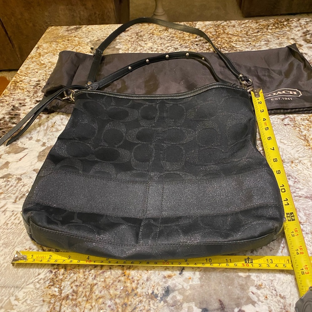 Coach large black canvas crossbody/hobo bag